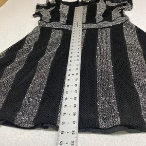 Julian Taylor Black and silver striped dress 16W back zipper closure. SKU272